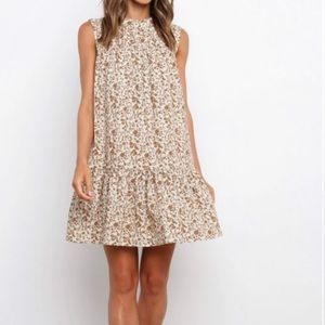 Petal and Pup Liliane Dress Cream Brown Floral Size 4
